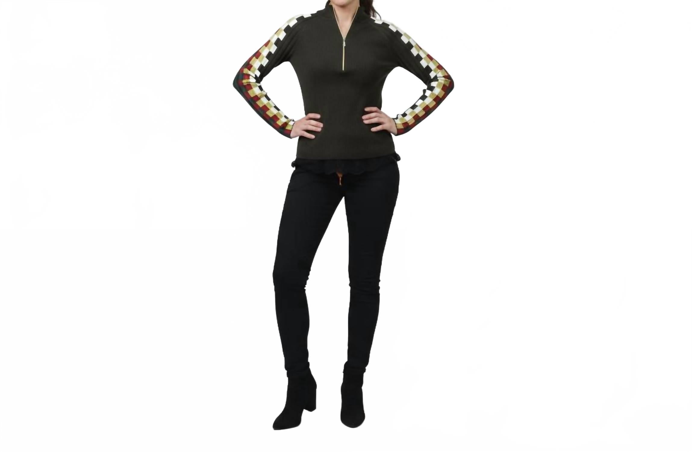 

Ребристый трикотажный свитер с полумолнией зеленого цвета La Chic Designs, зеленый