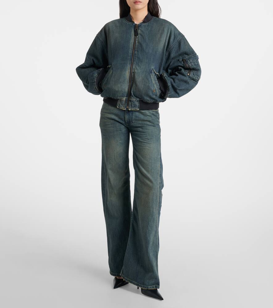 Винтажная джинсовая бомбер Balenciaga, Navy/Green/Yellow — фото 2