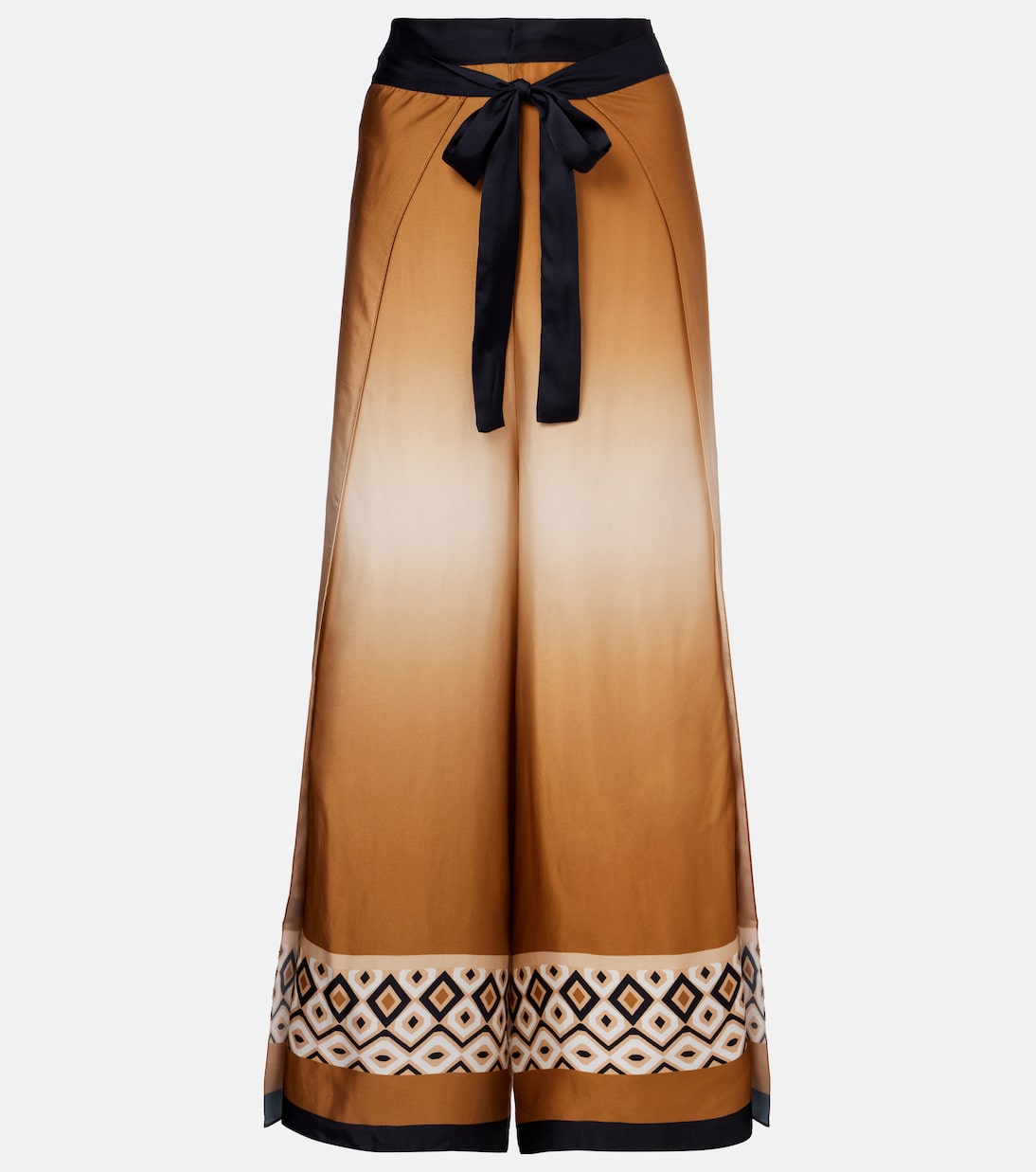 

Широкие укороченные брюки из печатного сатина Max Mara, Stampa Sfumata
