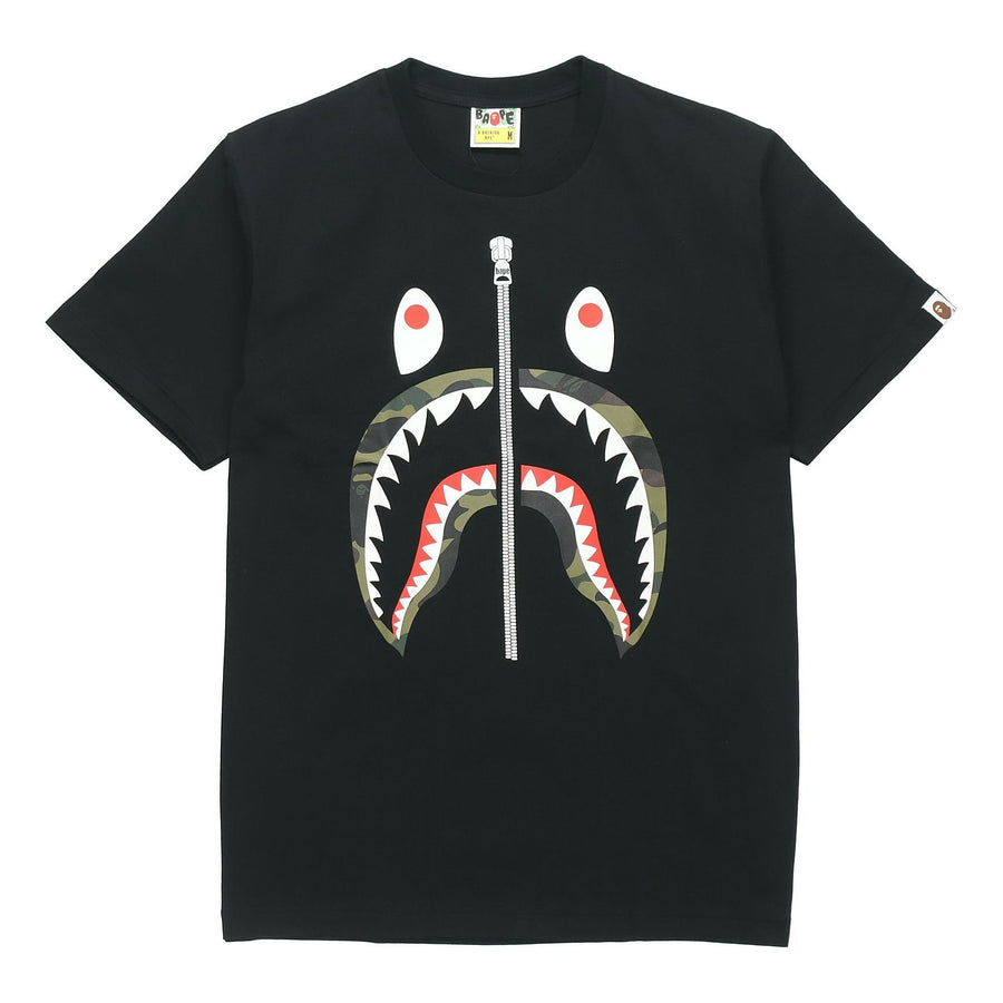 

Футболка A Bathing Ape Half Zip Shark Face Tee 'Black Green'