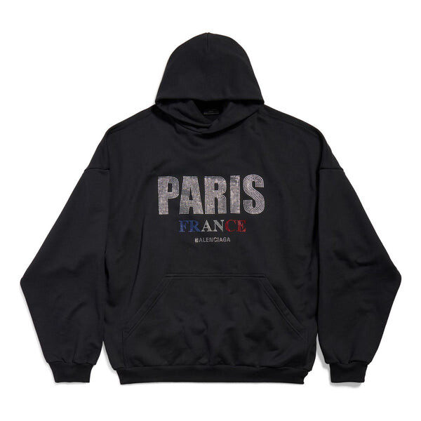 

Толстовка paris strass hoodie large fit 'black' Balenciaga, черный