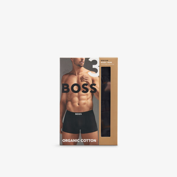 

Boss one x David Beckham логотип на резинке набор из трех хлопковых трусов с добавлением эластана Boss, черный