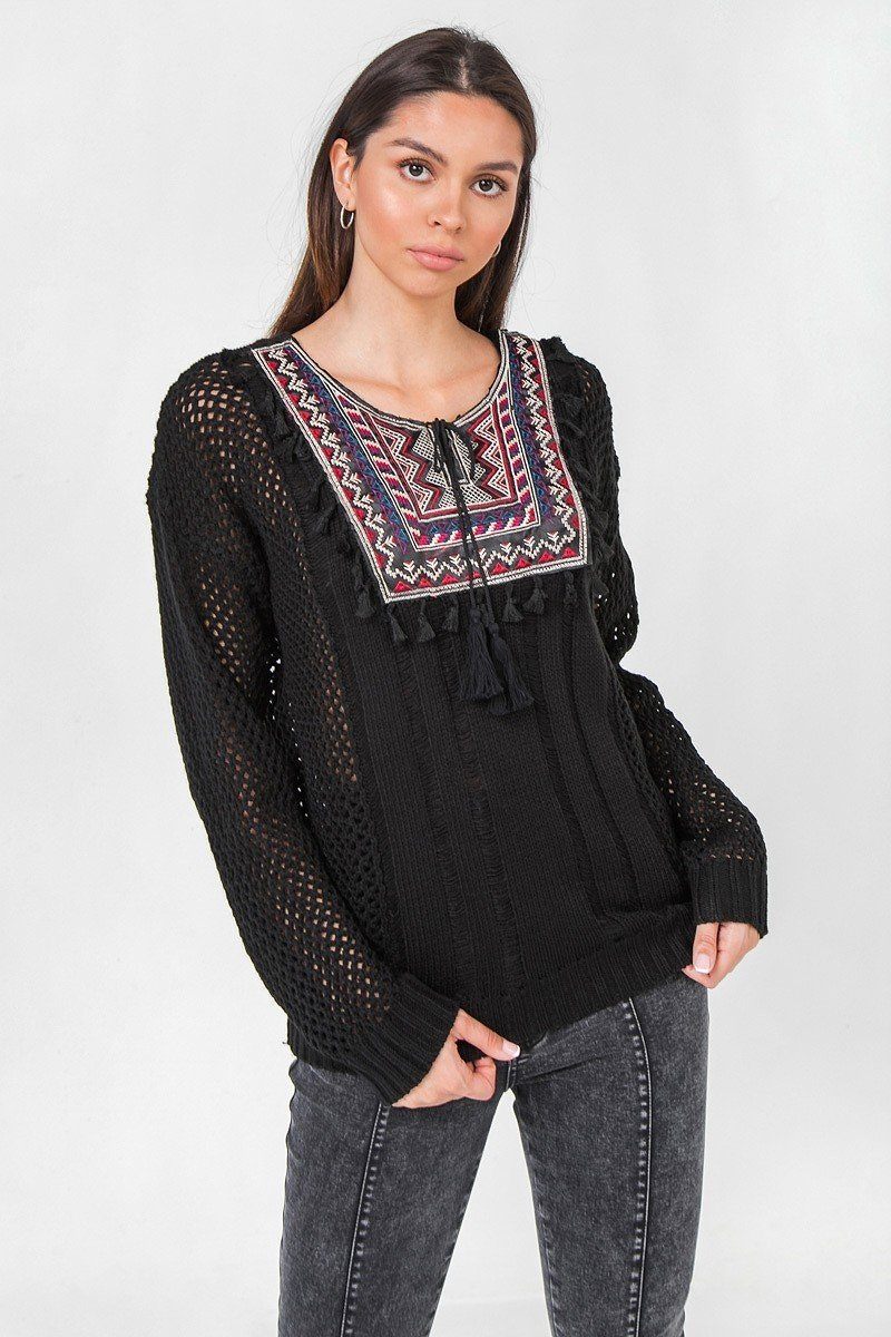 

Вязаный свитер с вафельной вязкой FASHNZFAB, черный