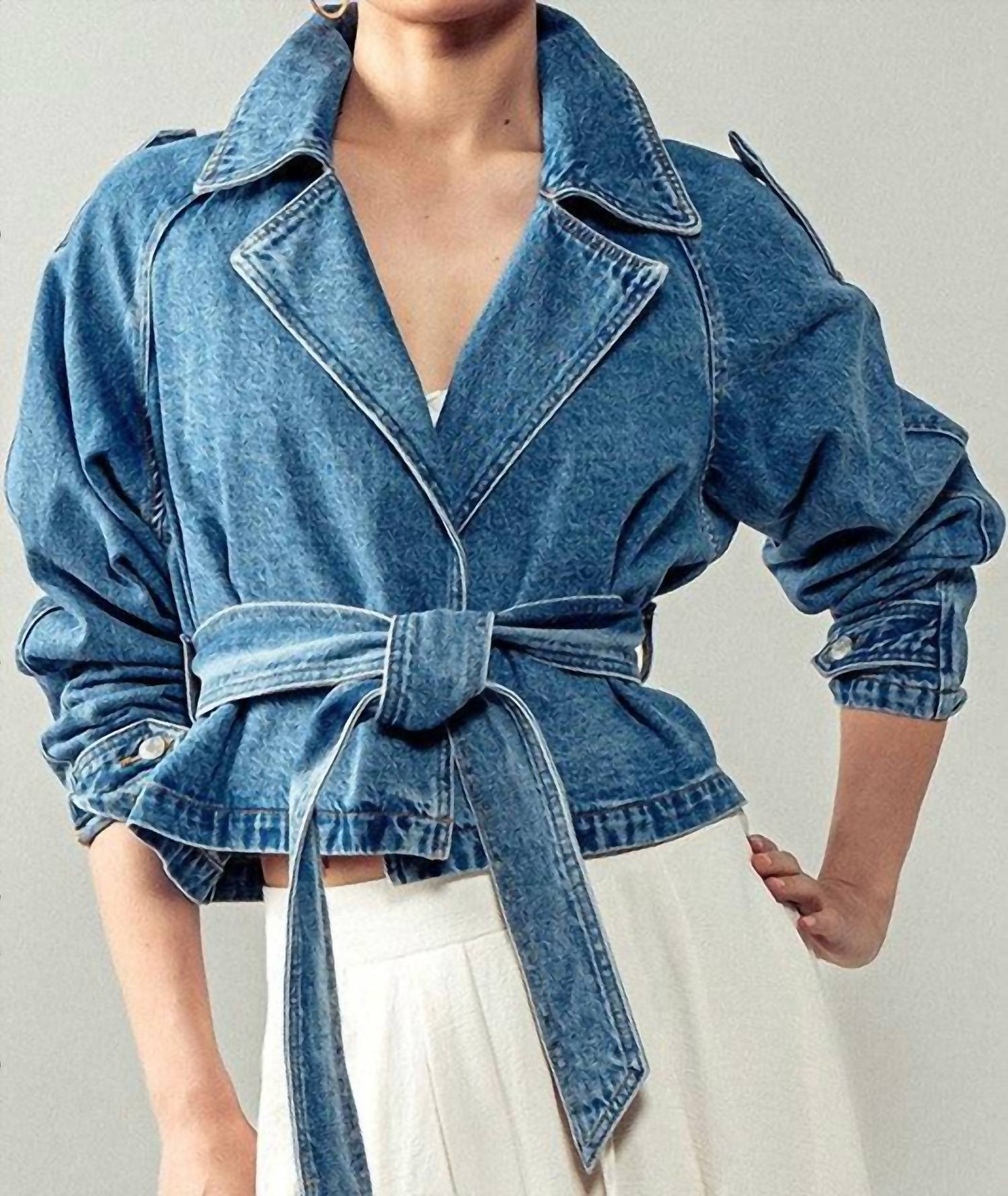 

Джинсовое укороченное пальто-тренч Urban Daizy, Denim