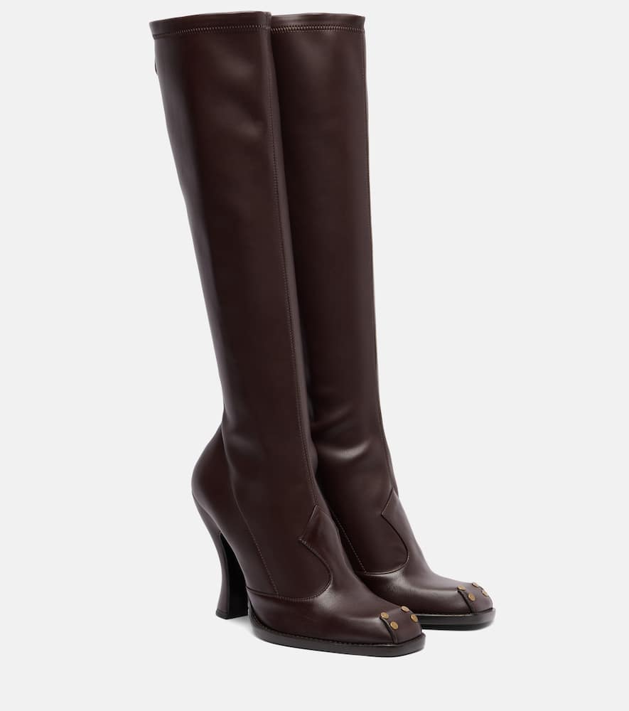 Кожаные сапоги до колена с шипами Etro, Brown