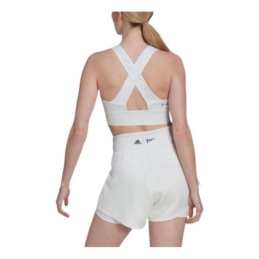 Бюстгальтер (WMNS) adidas London Crop Sports Bra 'White' — фото 3