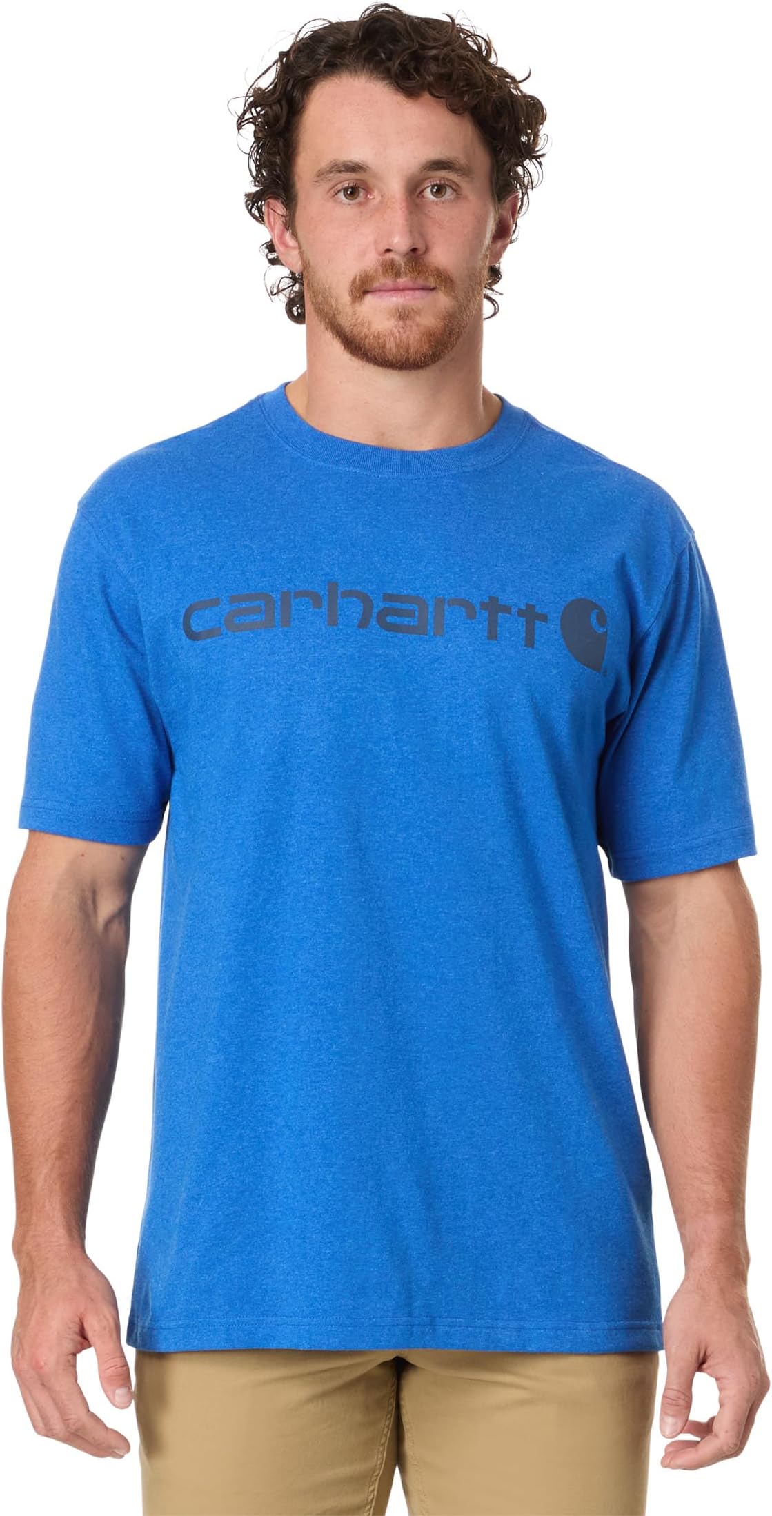 

Футболка Carhartt Loose Fit Heavyweight Short-Sleeve Logo Graphic T-Shirt, цвет Beacon Blue Heather