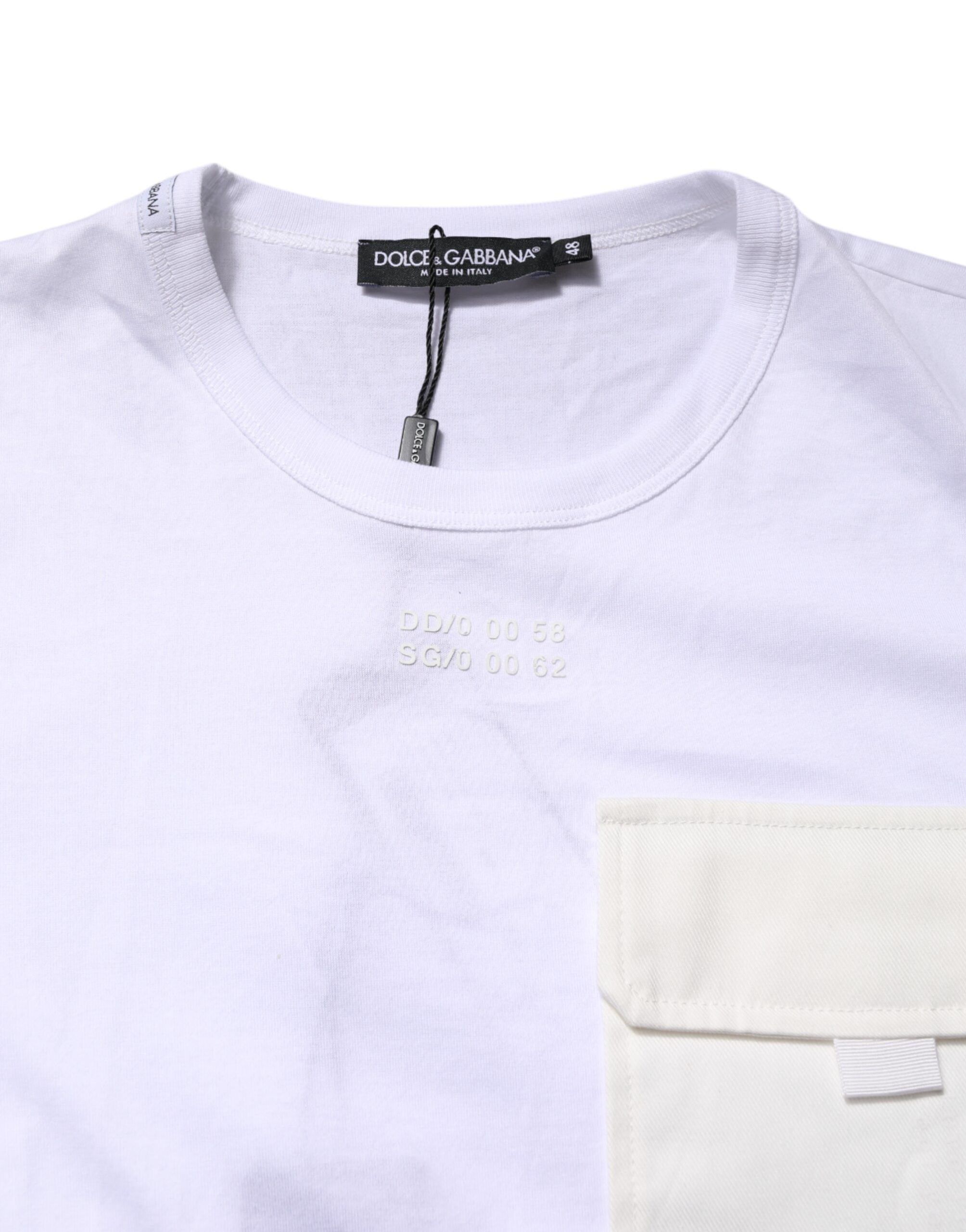 Белая хлопковая футболка с карманом и короткими рукавами Dolce & Gabbana, White — фото 4