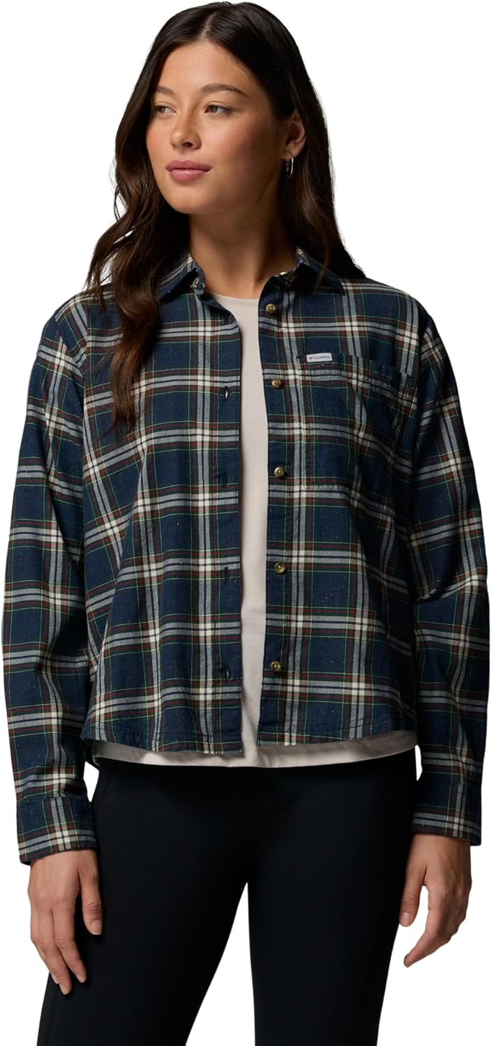 

Женская тканая рубашка Columbia Blue Point Creek с длинным рукавом, Collegiate Navy Everyday Tartan