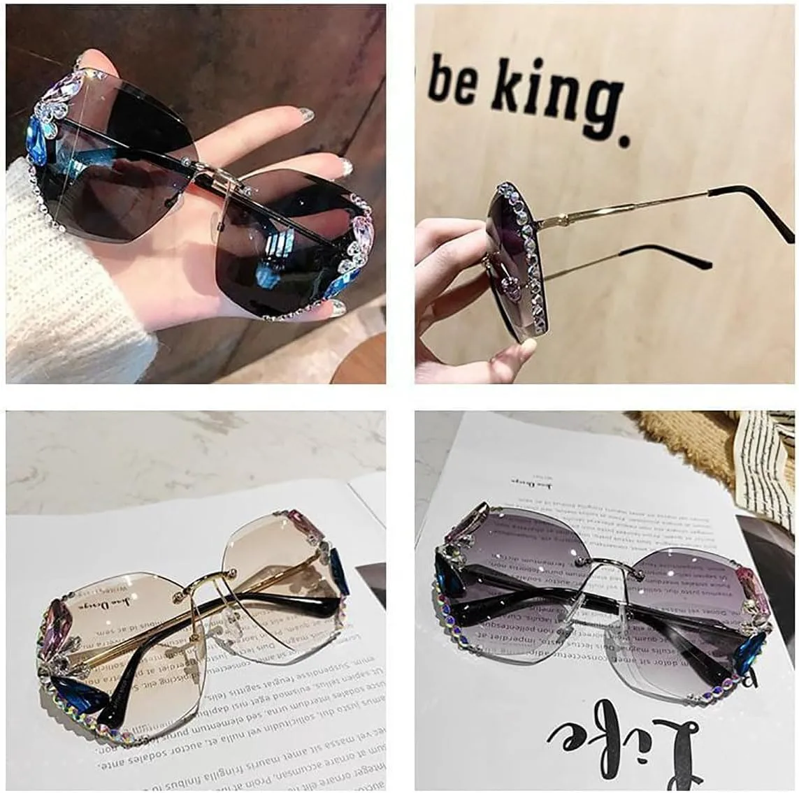 

Винтажные солнцезащитные очки без оправы со стразами, женские солнцезащитные очки с бриллиантами, женские солнцезащитные очки без оправы со стразами IMMUNOTRAX, Pink