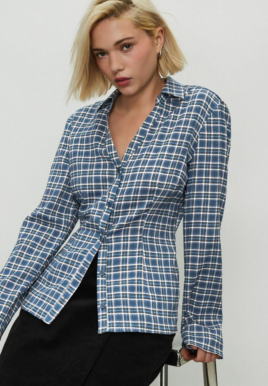 Блуза Next Button-down blouse, Blue Check/Blue — фото 4
