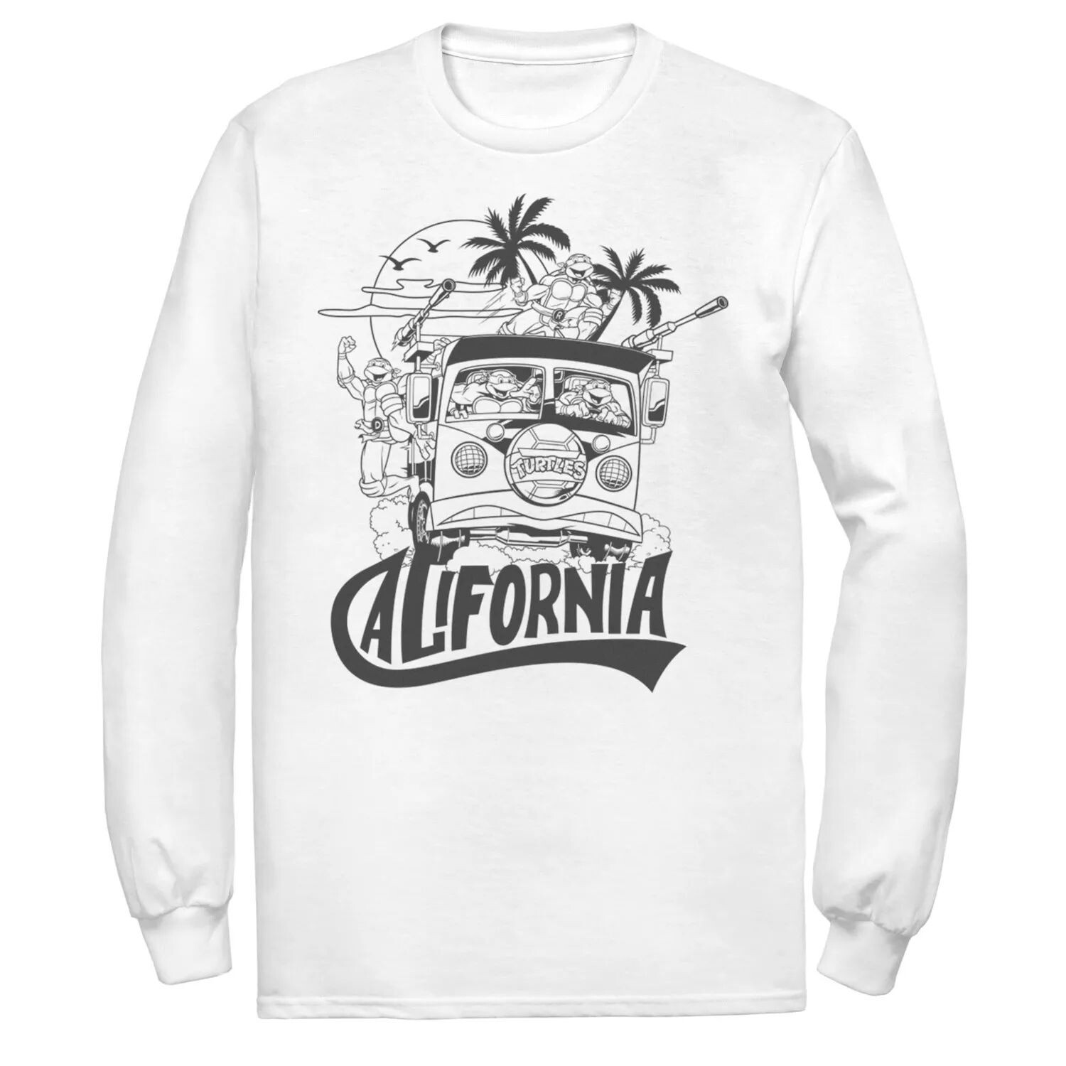 

Мужская футболка Ninja Turtles California Bus Outline с длинными рукавами Licensed Character