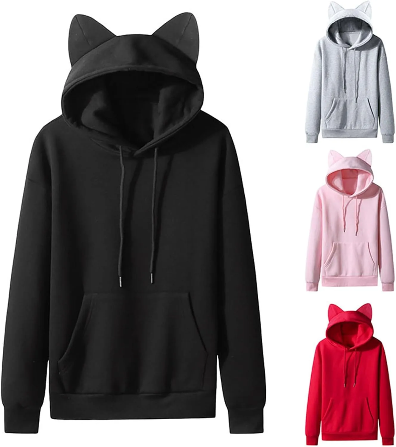 

Толстовка с капюшоном ушками, флисовая, оверсайз