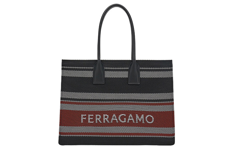 

Ferragamo Сумка-шоппер из коровьей кожи с элементами ткани, большая женская сумка, мультиколор