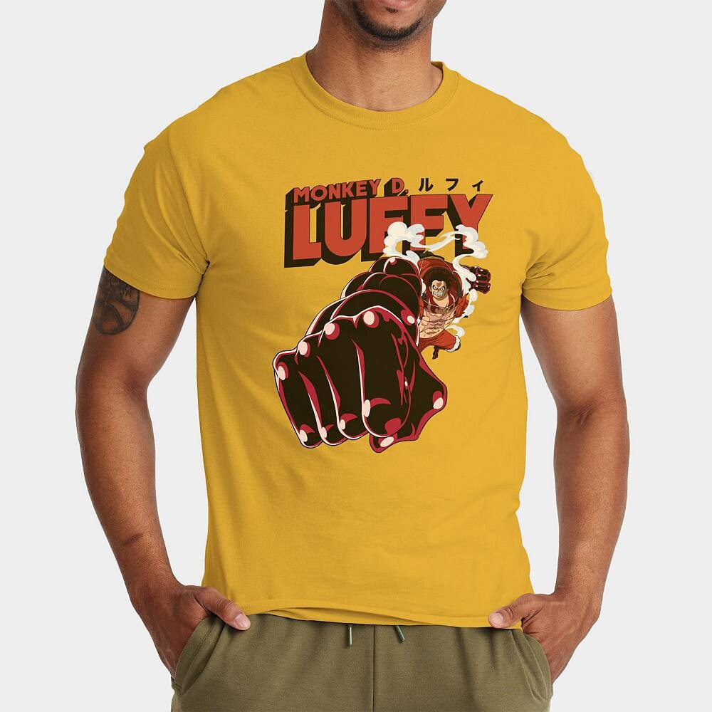 

Мужская цельная футболка с рисунком Monkey D. Luffy Licensed Character, желтый