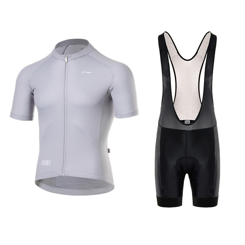 

Велосипедные костюмы Li Ning, унисекс, с круглым вырезом, тонкие, clothing set (серый short-sleeved shirt+черный shorts)