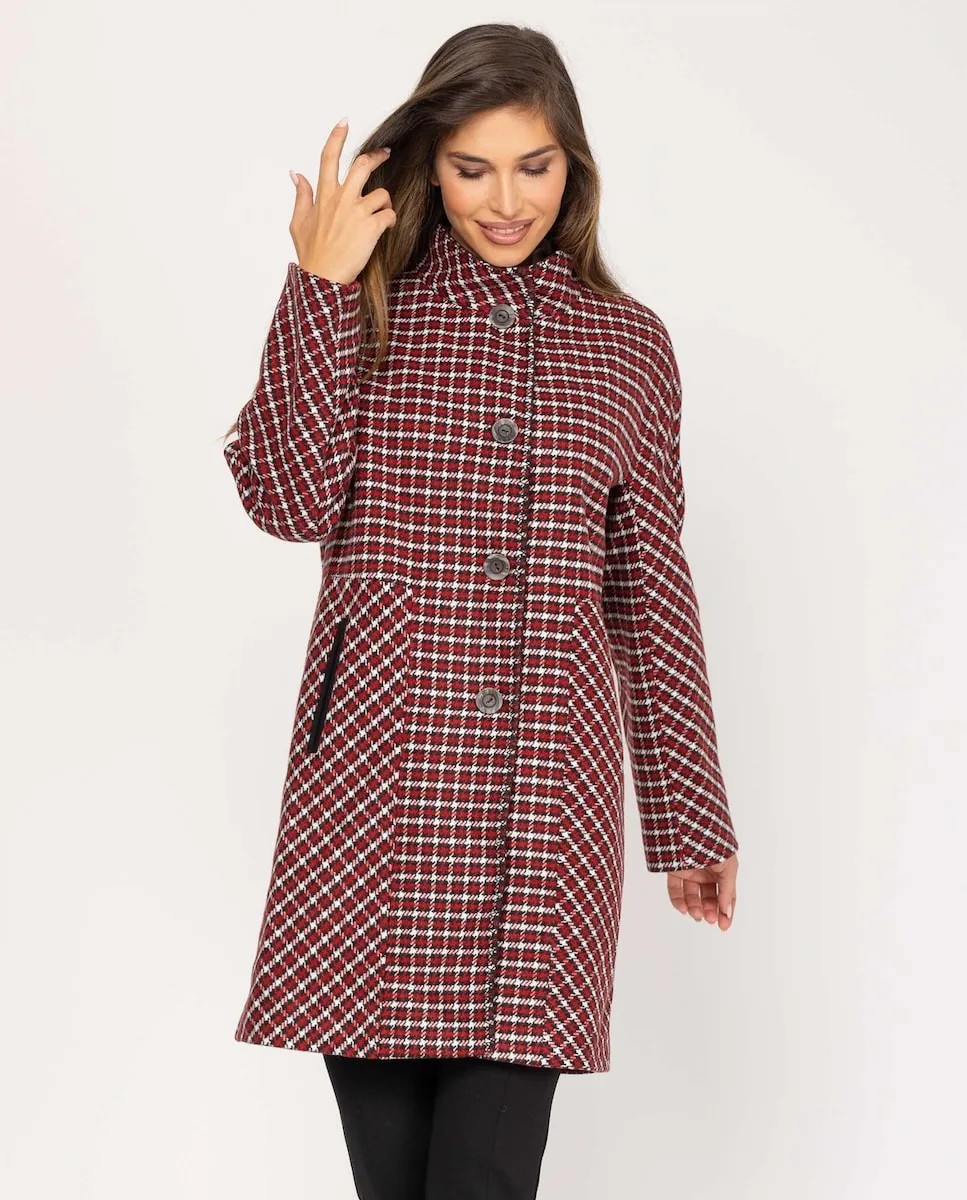 

Женское пальто с воротником-стойкой и японским рукавом Fsh, красный