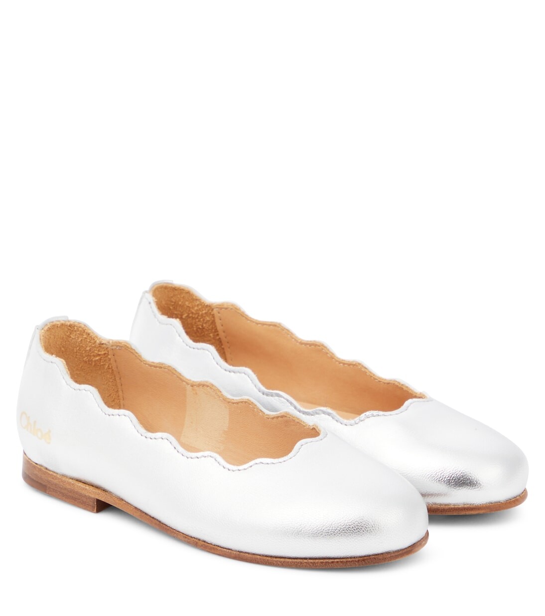 

Кожаные балетки металлик Chloé, серый