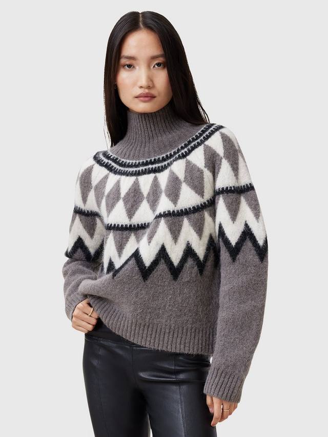 

Джемпер из богатой шерсти tara fair isle AllSaints, цвет Eiffel Grey