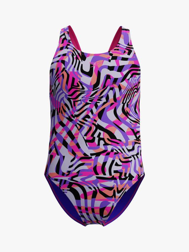

Детский купальник Leaderback с абстрактным принтом Speedo, Flare Pink