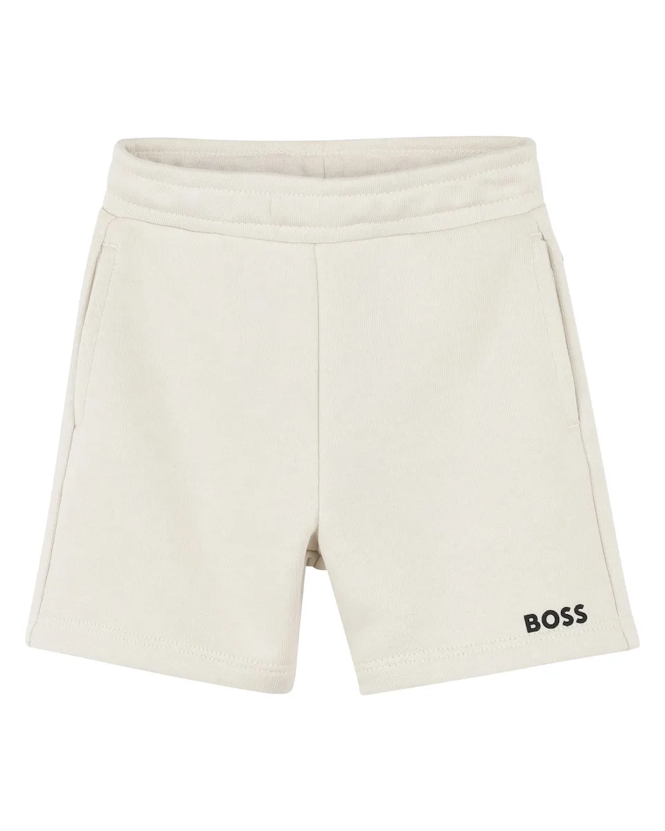 

Простые белые шорты-бермуды для мальчика BOSS Kidswear, белый