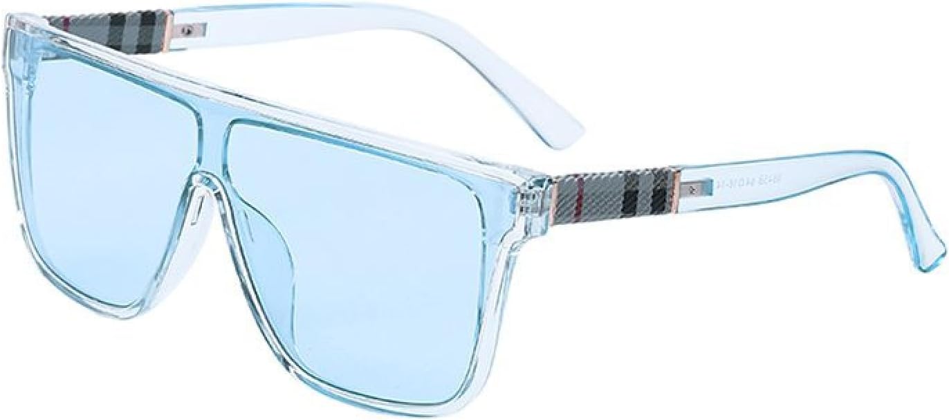 

Винтажные солнцезащитные очки большого размера для женщин, модные солнцезащитные очки с плоской верхней частью, женские трендовые роскошные цельные очки для женщин TKKTLLT, C4transparentblue