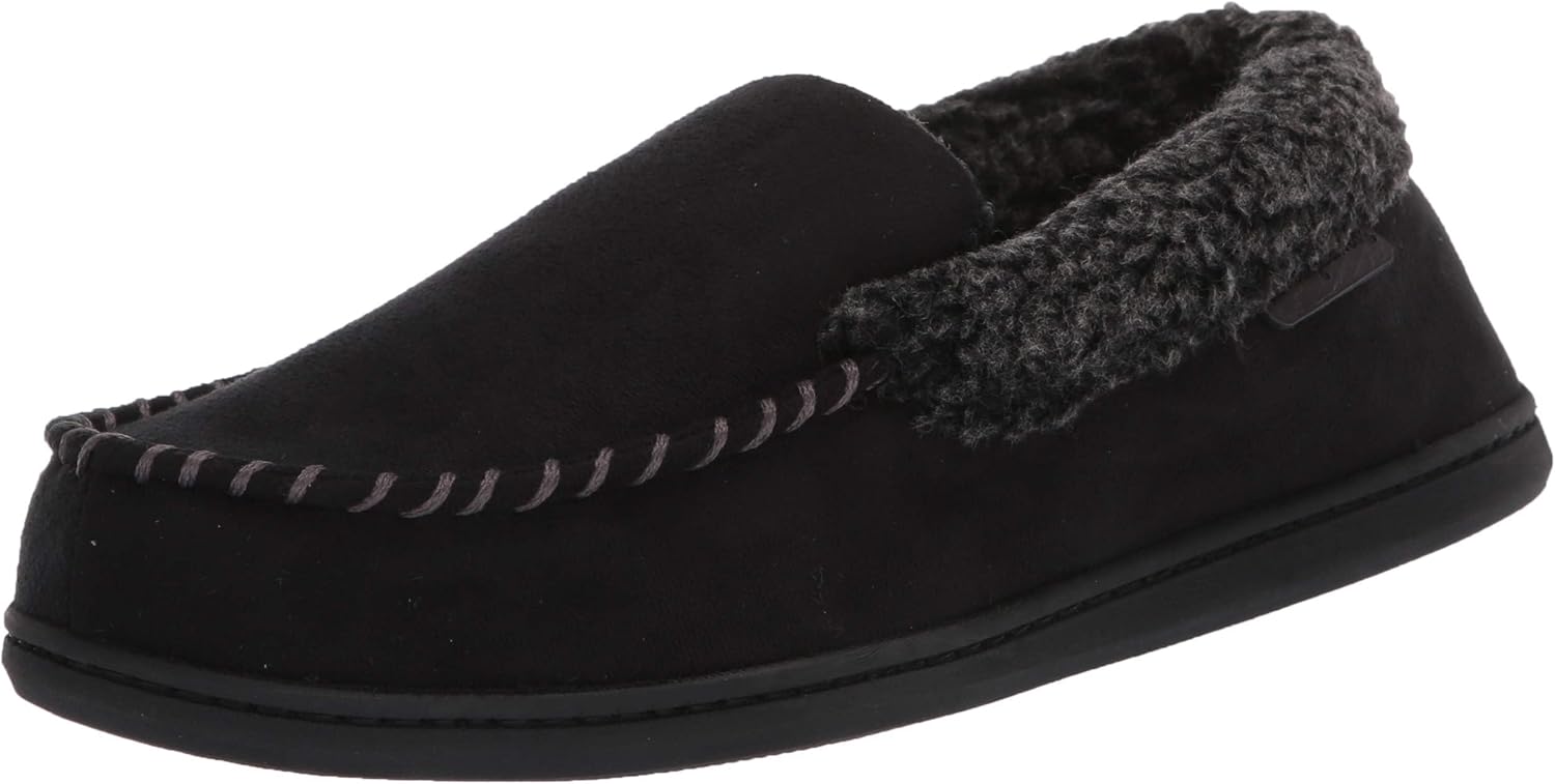 

Мужские мокасины-тапочки Dearfoams Eli с отделкой стежком, из замши и микрофибры для дома и улицы, черный