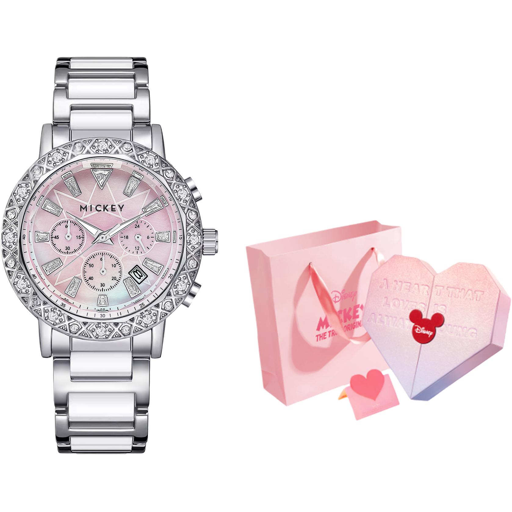 

Disney Часы Sparkling Elegance Dreamy Goddess Quartz Movement Alloy Strap Watch Women's Watch Beige Watch Dial, Ceramic Pink[Disney Peach Heart-Shaped Box]