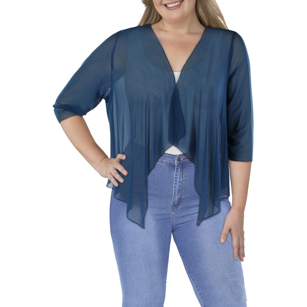 

Плюс Женское трикотажное асимметричное болеро Connected Apparel, синий
