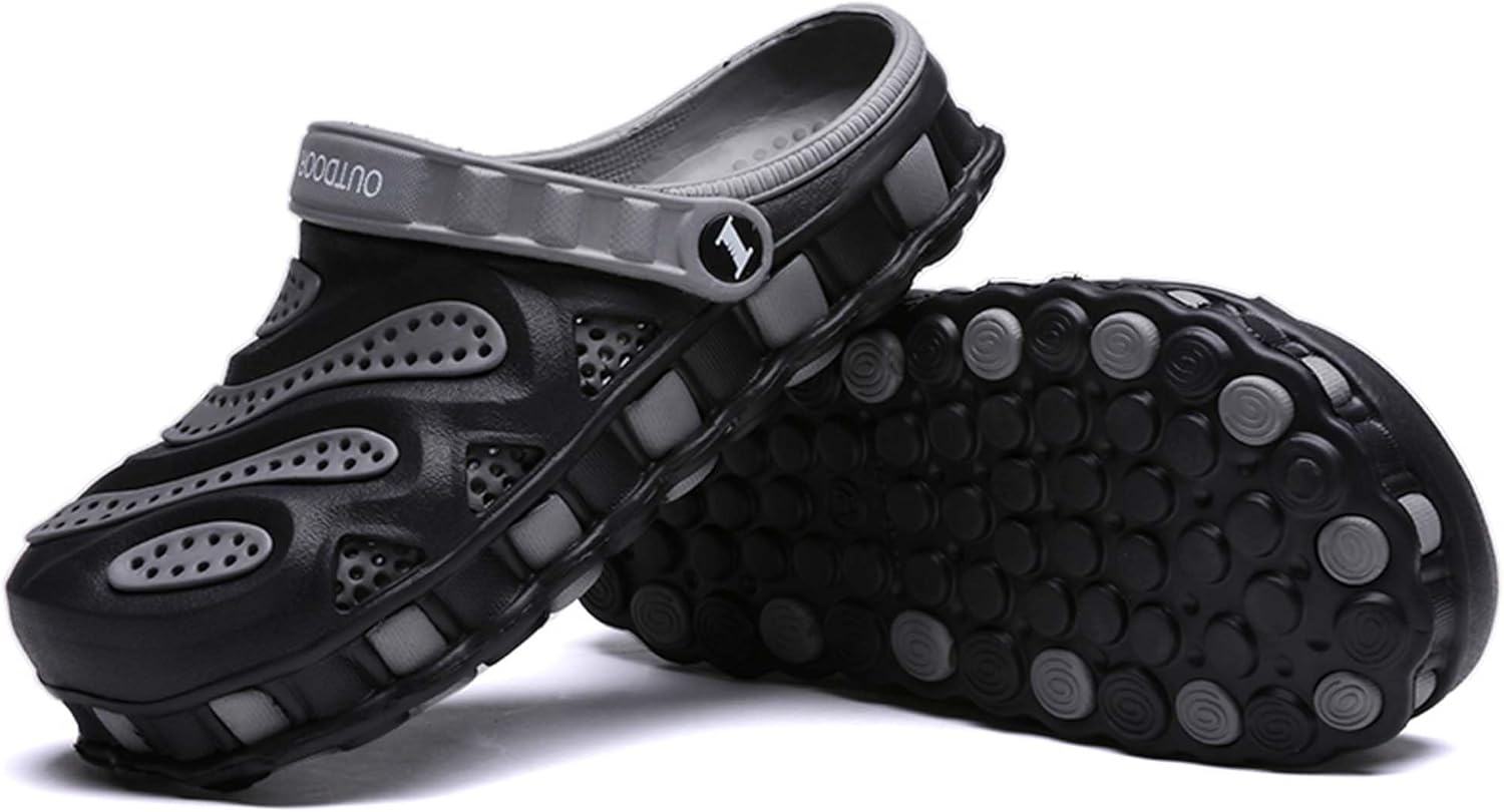 

Мужские сандалии с ремешком на спине, мелким отверстием, широким фасоном, противоскользящие, повседневные для пляжа и прогулок по воде Dzbajrqm, черный