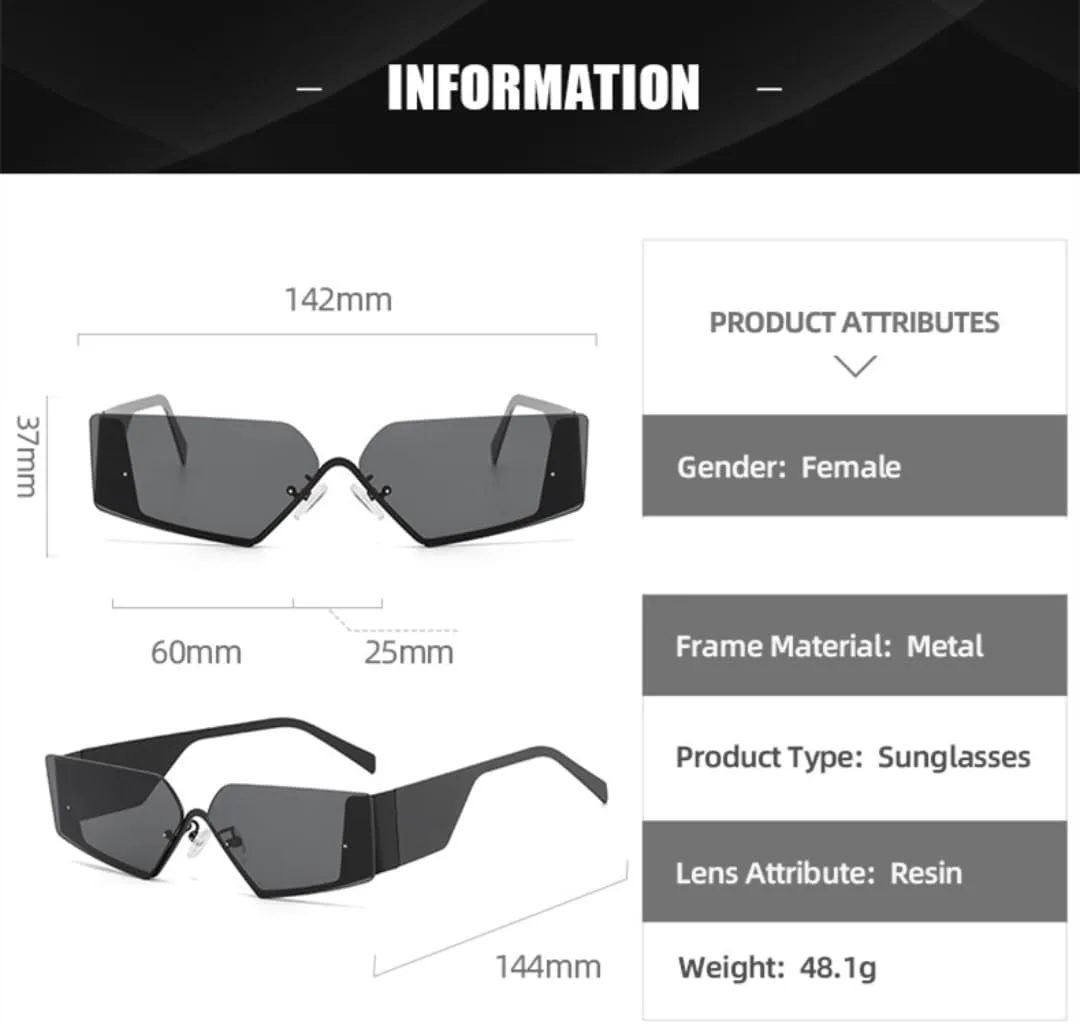 

Солнцезащитные очки «кошачий глаз» в металлической оправе, без оправы, с широкими дужками, винтажные, роскошные, с защитой от УФ-излучения UV400 UATXTAU, Black