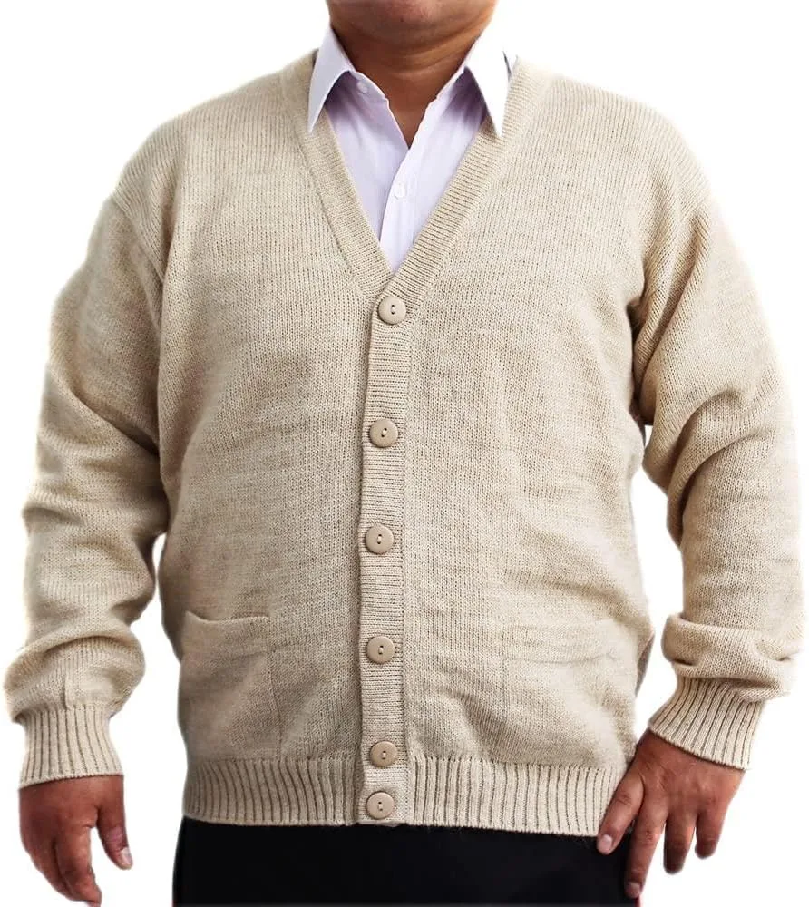 

Кардиган из альпаки с V-образным вырезом, пуговицами и карманами, бежевый CELITAS DESIGN