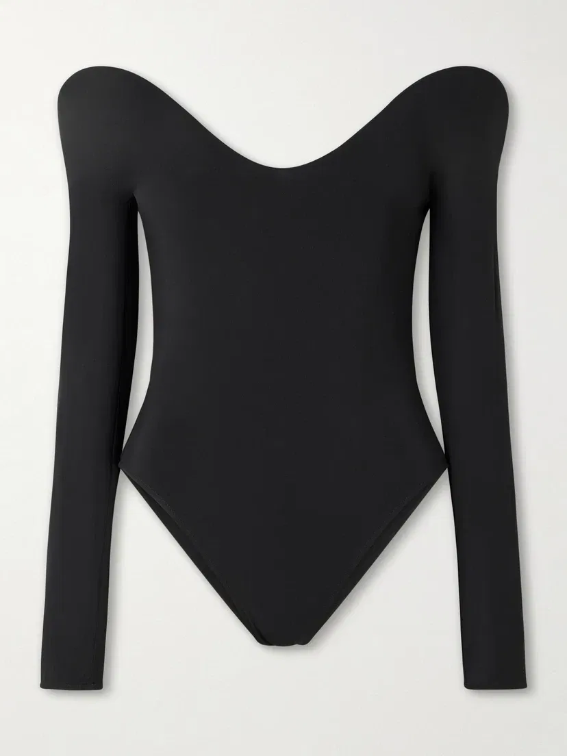 Боди из джерси с открытой спиной и формованными чашками Alaïa, черный