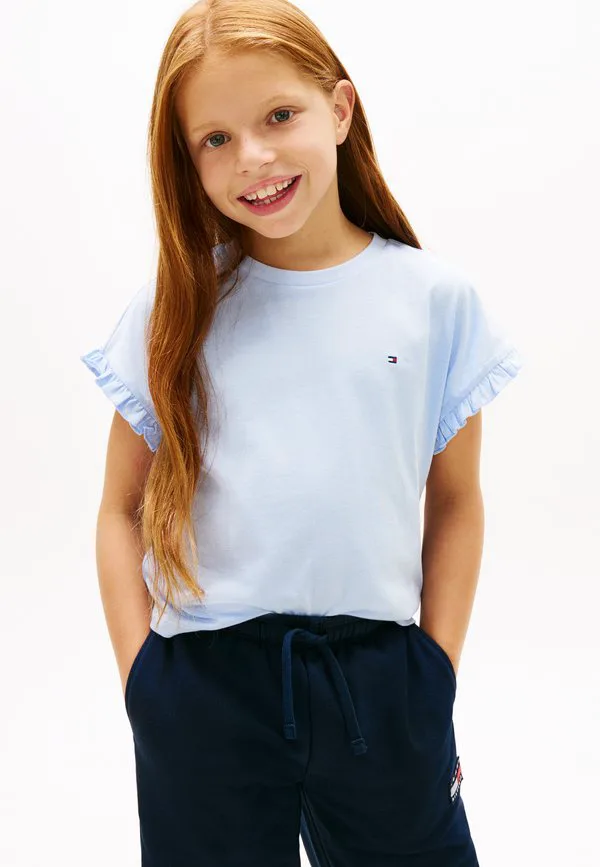 Базовая футболка свободного кроя с оборками на манжетах. Tommy Hilfiger, Sweet Blue