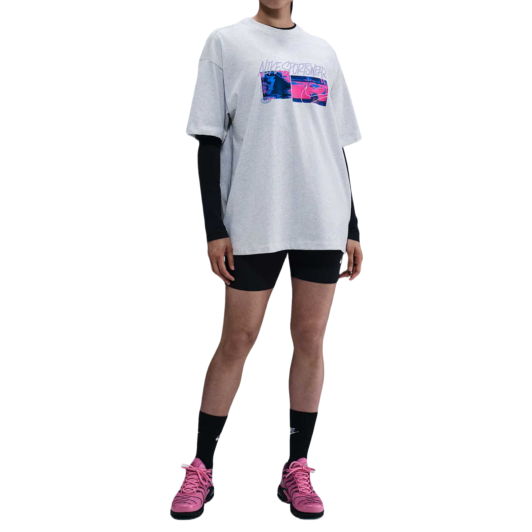 Nike Футболка Sportswear Regular женская белая фиолетовая — фото 3