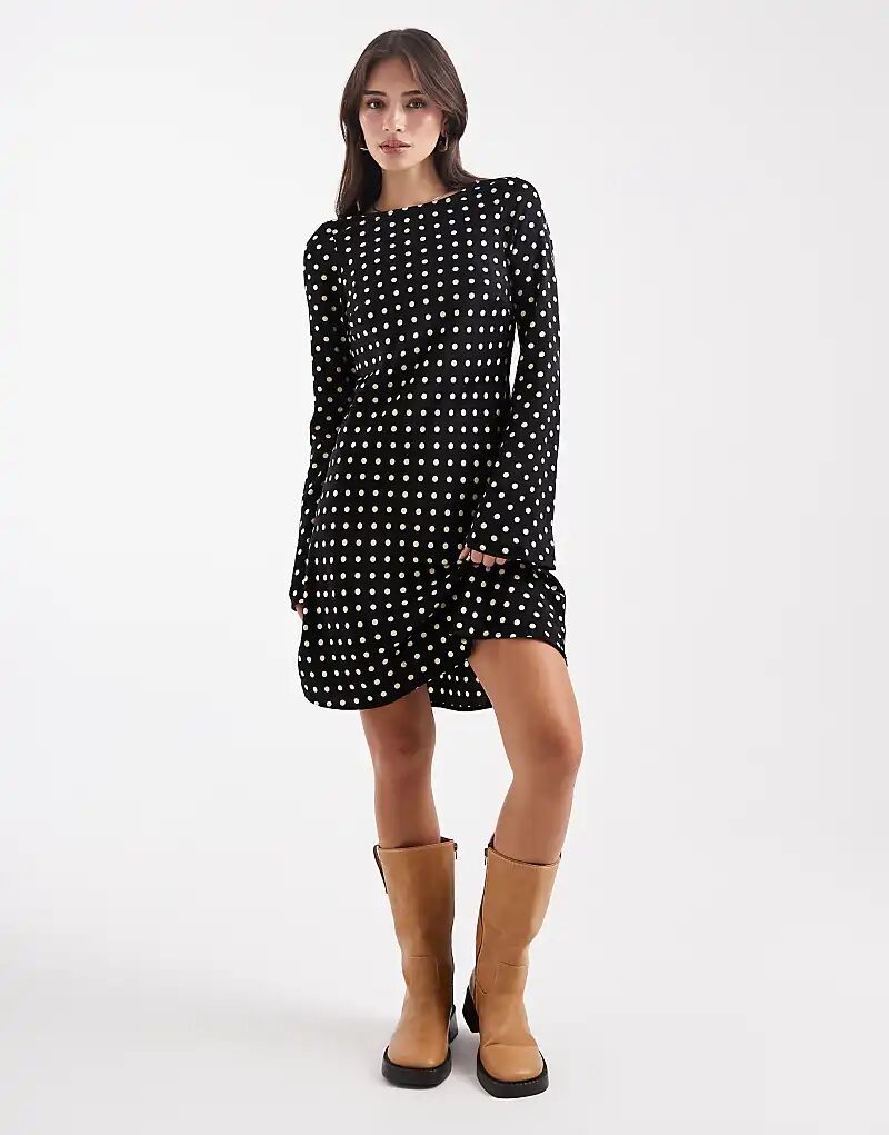 

Мини-платье в горошек с длинными рукавами Brave Soul черного цвета