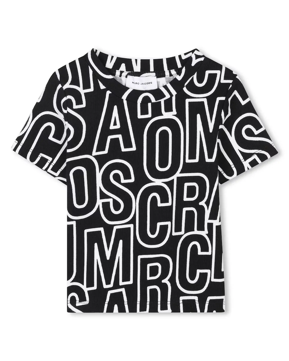 

Футболка с короткими рукавами и монограммой для девочек Marc Jacobs, черный