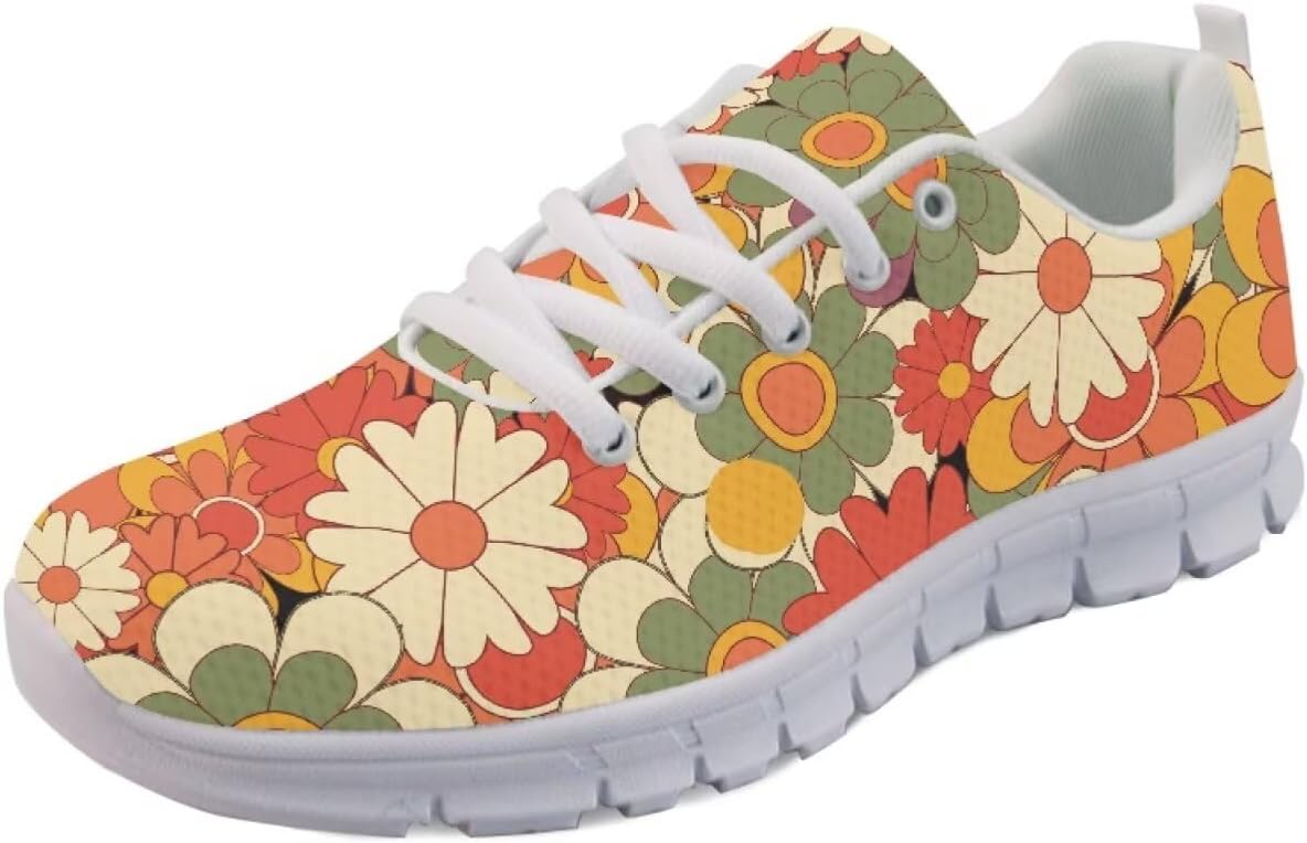 

Женские слипоны кроссовки для ходьбы, тенниса и бега, весенне-летние кроссовки с цветочным принтом, легкие для спортзала, путешествий и работы Getelinseng, Cottagecore Groovy Floral