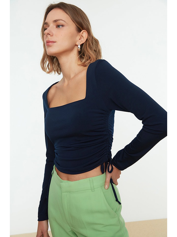 

Trendyol Футболка с длинными рукавами темно-синего цвета