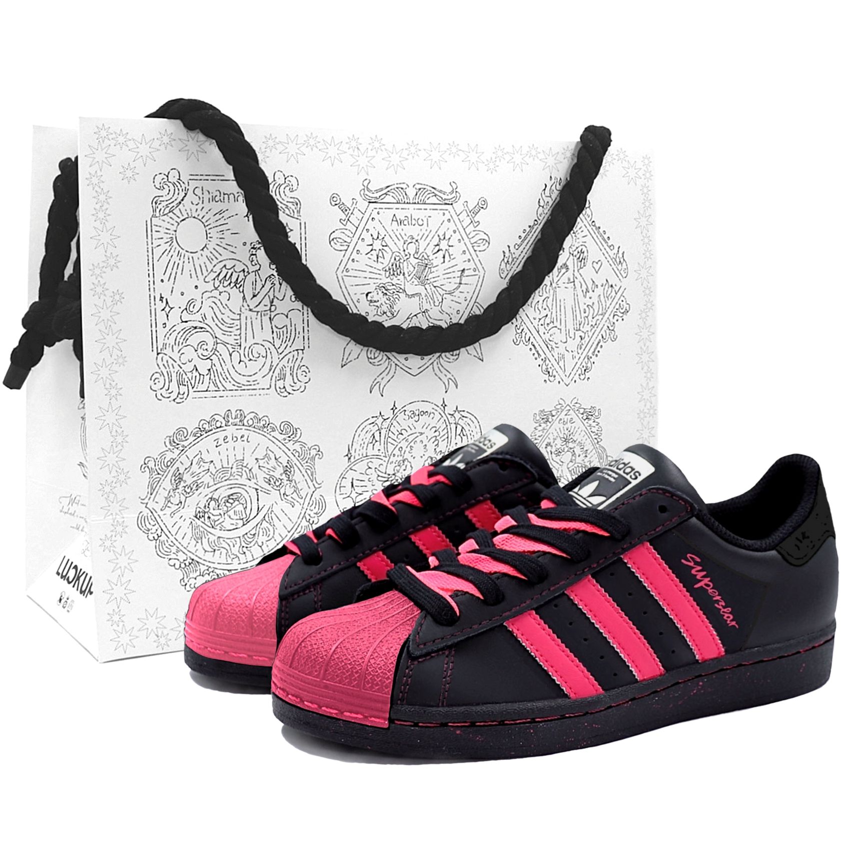 

Кроссовки Superstar 2 Unisex низкие Black/Rose Red Adidas Originals, розово-красный