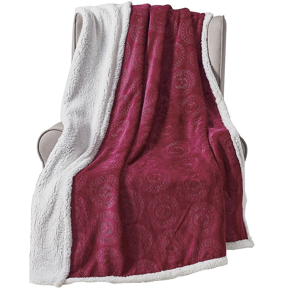 

Декоративное супермягкое одеяло Caesar Sherpa для сна/декора Plazatex, цвет Burgundy