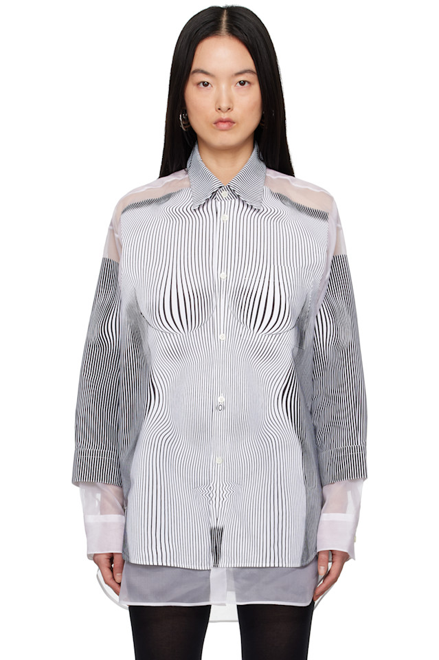 

Рубашка petit grand с принтом в тонкую полоску и эффектом стройнящего силуэта Jean Paul Gaultier, мультиколор