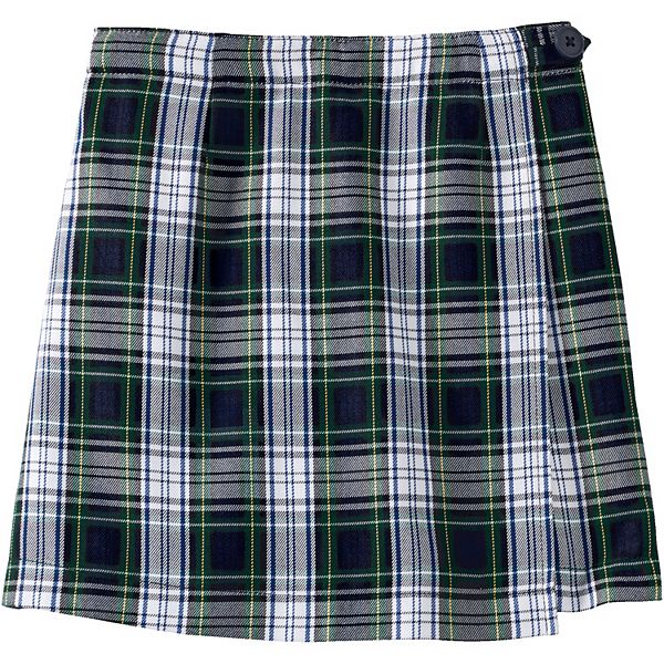 Детская плиссированная юбка-шорты A-line Lands' End, White Plaid — фото 2
