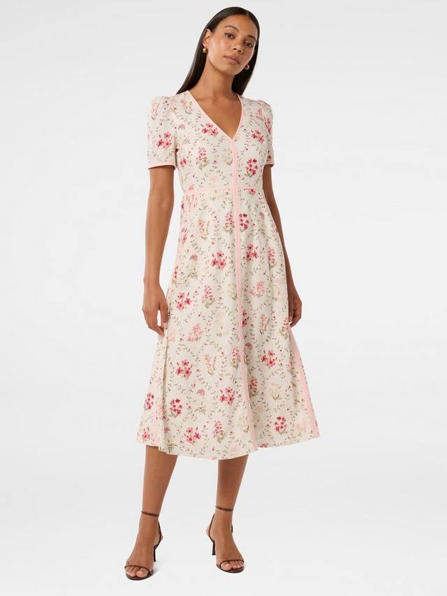 

Миди-платье sabrina из льняной смеси с цветочным принтом Forever New, розовый/разноцветный