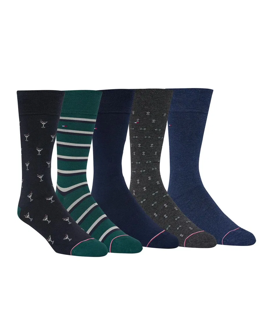Мужские классические носки средней высоты, 5 пар Tommy Hilfiger, Black/Blue/Brown/Green — фото 2