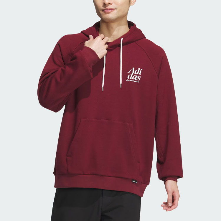 Толстовка с вафельным узором и маленьким логотипом Adidas мужская тёмно-красная — фото 3