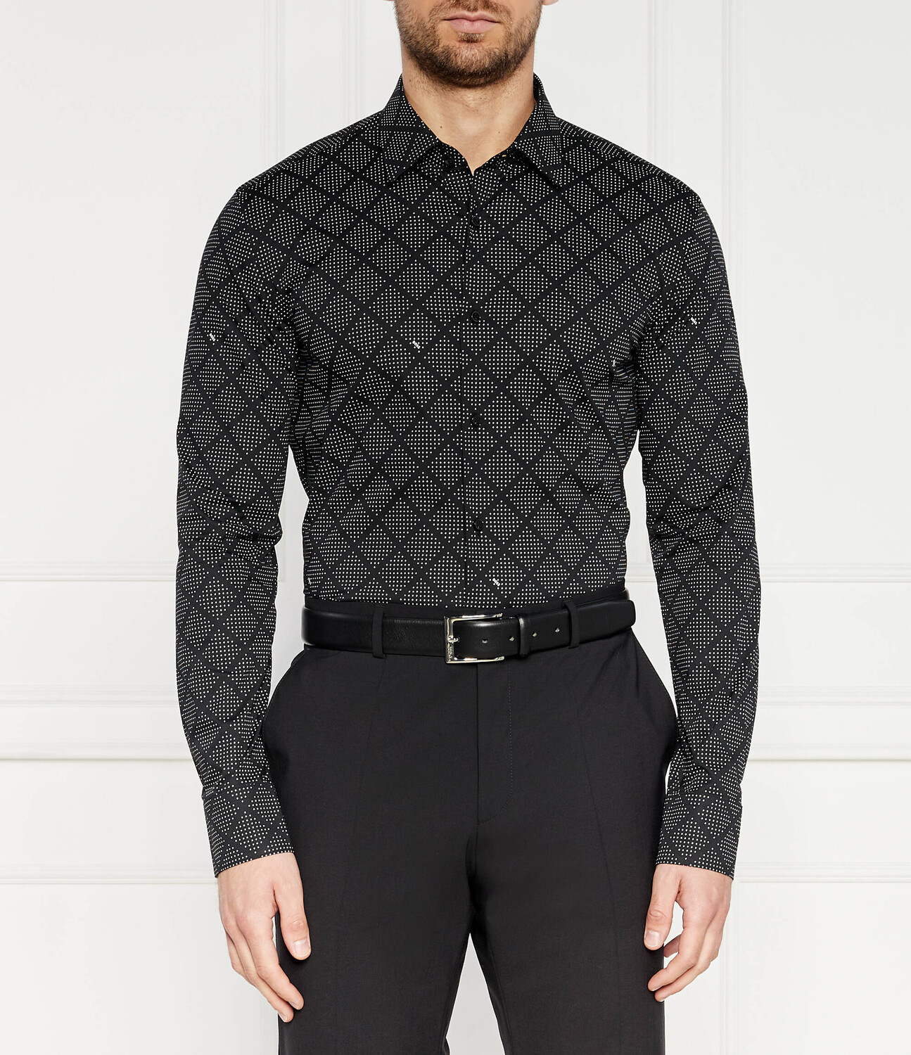 

Рубашка BOSS BLACK HANK Slim Fit stretch, черный
