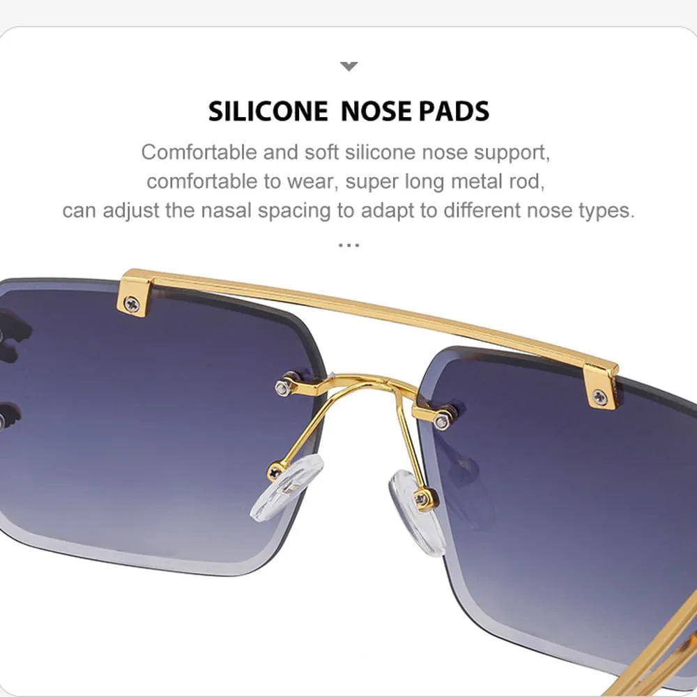 

Модные солнцезащитные очки без оправы с леопардовым принтом, двойной перемычкой, градиентной пленкой Ocean Film, защитой от УФ-излучения UV400 TKKTLLT, Brown