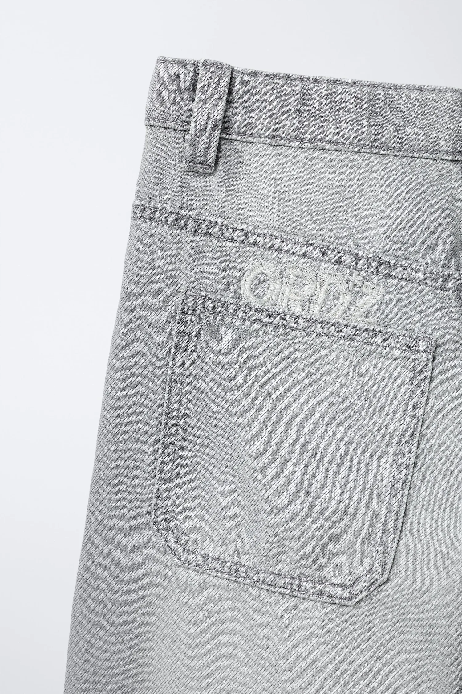 Вышитые широкие джинсы Zara, светло-серый — фото 4