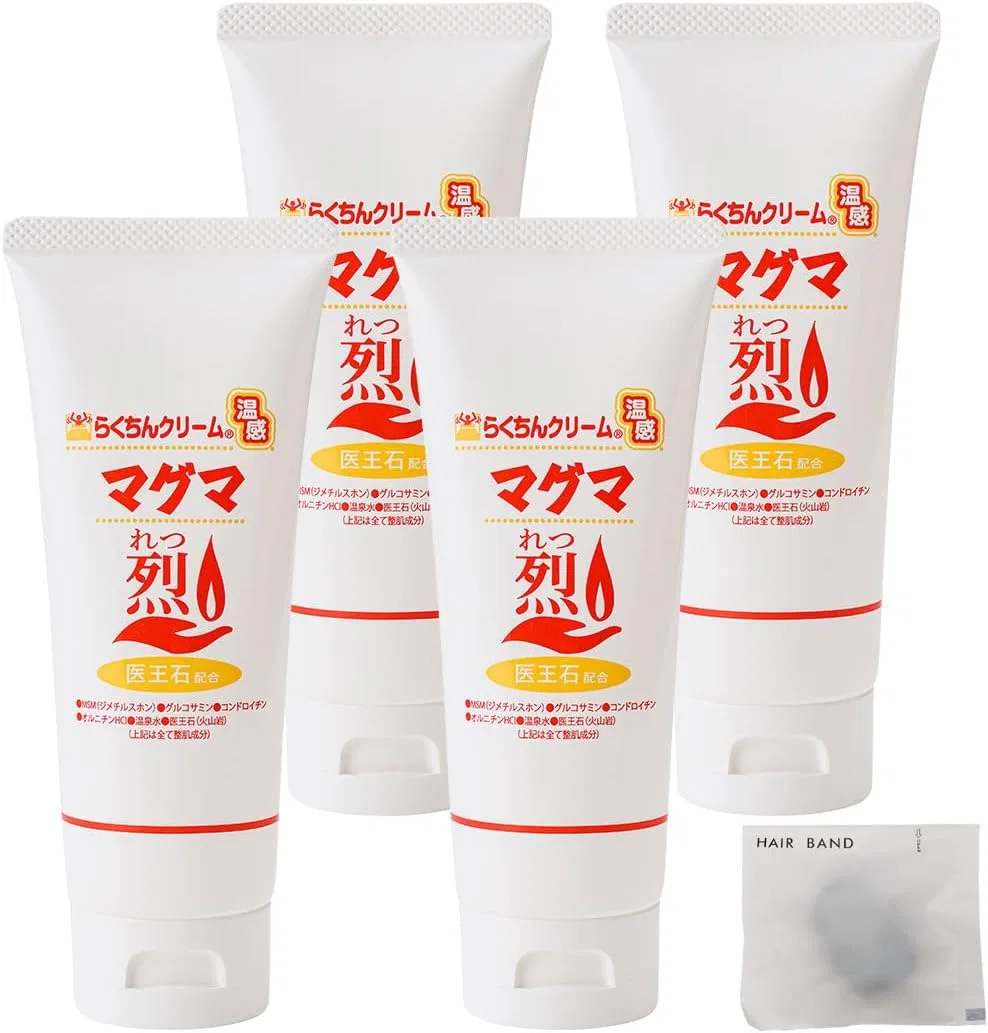 Крем для тела Warm Magma Retsu, 100 г × 4 + резинки для волос